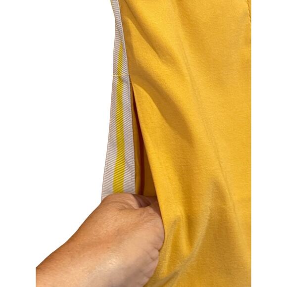 UNIQ Strapless Zipper Back Ankle Length Jumpsuit Romper Mustard Yellow Large NWT - Picture 3 of 9